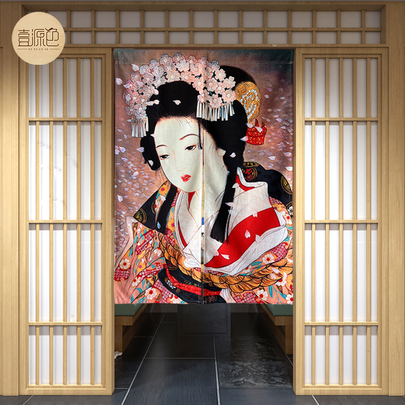 浮世绘布艺日式门帘定制免打孔