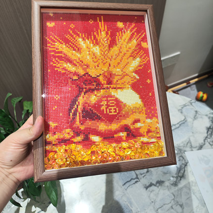 麦穗福袋摆台 2025新款钻石画满钻客厅手工贴钻十字绣带框钻石绣