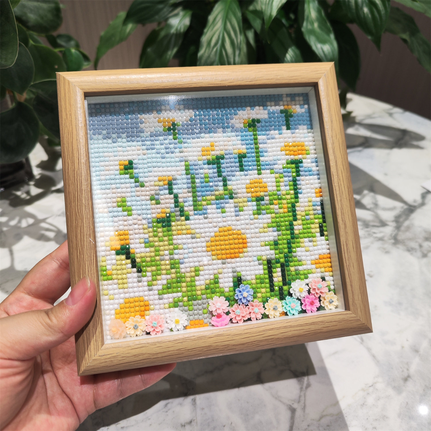 雏菊钻石画【送画框】花卉风景2026新款手工花卉小幅钻石绣摆台