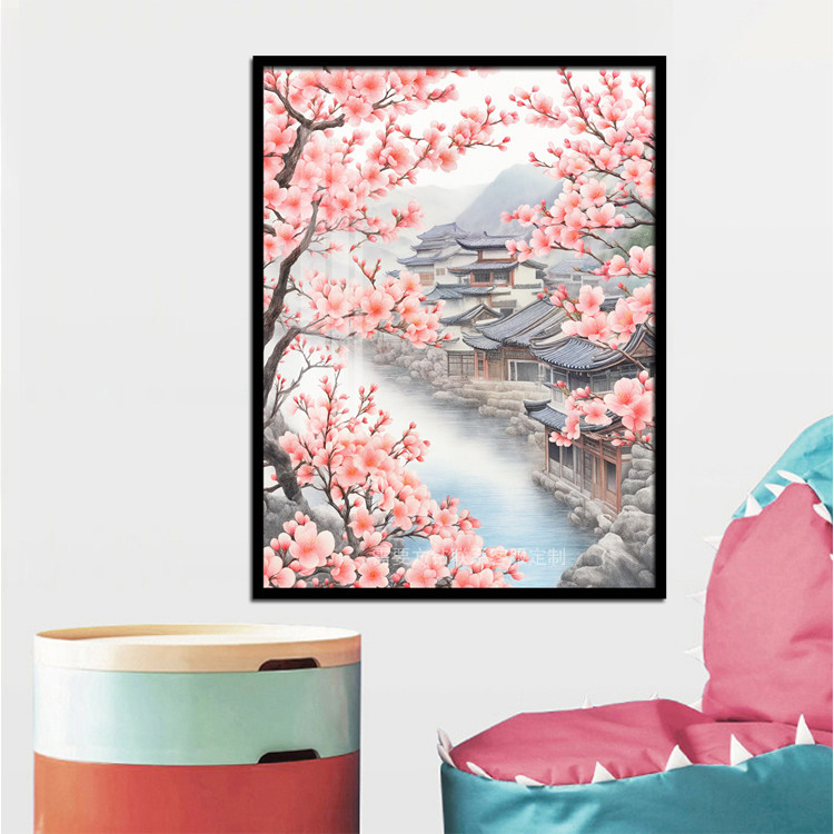 江南水乡古镇春天风景钻石画