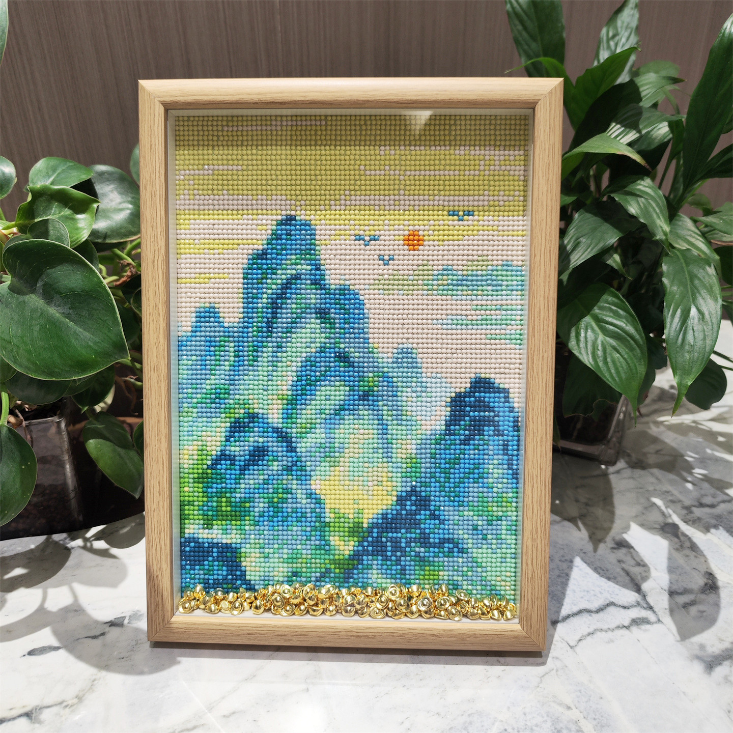 千里江山图钻石画【送画框】中式山水风景2026新款手工钻石绣摆台