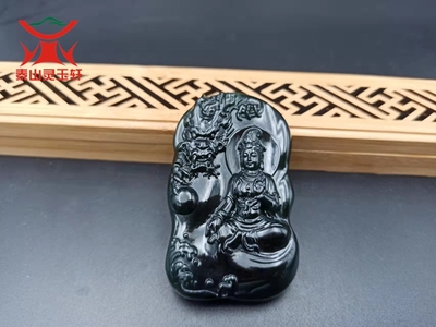 泰山玉观音龙吊坠天然泰山碧玉降龙观音玉坠挂件慈航普度护佑平安