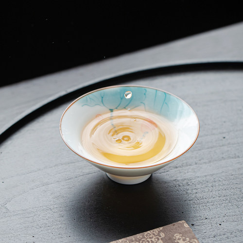 手绘斗笠主人杯单杯功夫茶杯陶瓷