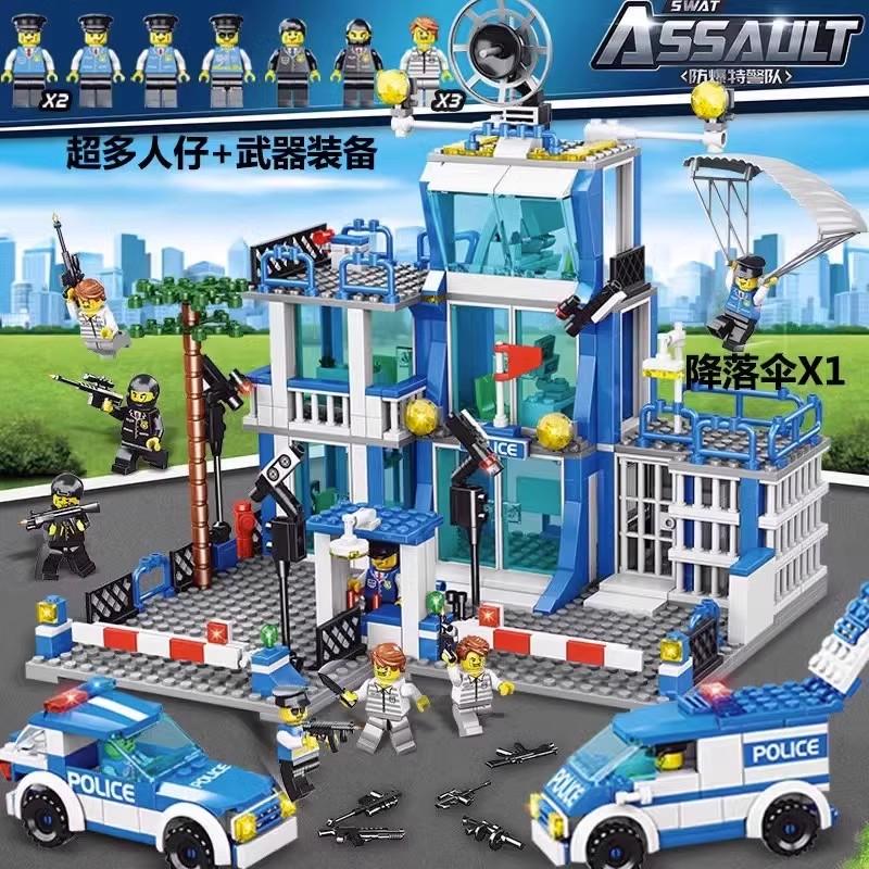 城市警察局大楼建筑拼装玩具益智男女孩2025新款6到12岁拼图8消防