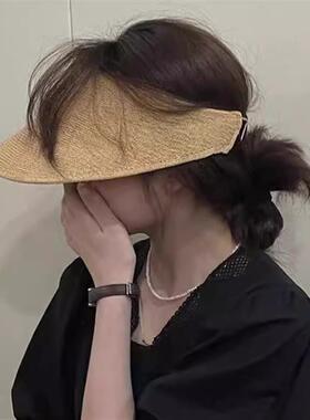 东大门款空顶防晒帽遮阳帽可折叠纯色日系太阳帽女潮ins百搭休闲