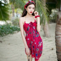 Kỳ nghỉ bên bờ biển đôi màu đỏ áo tắm nữ ba mảnh phù hợp che bụng Hàn Quốc mùa xuân nóng bỏng áo tắm tuần trăng mật đồ bơi - Vài đồ bơi bộ đồ đôi đi biển đẹp
