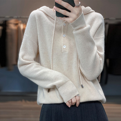 2025年新款热卖爆款纯毛加厚羊毛针织连帽衫