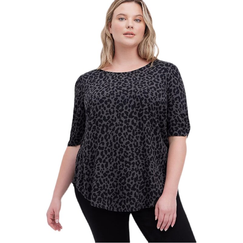 180斤200斤外贸大码plus size女胖mm欧美单宽松短袖t恤上衣薄款夏