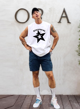 MCPW 高街背心男百搭美式坎肩运动休闲上衣健身无袖t恤250117C