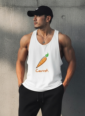 MCPW 胡萝卜元素工字速干健身背心男无袖T恤运动训练衣服211218C
