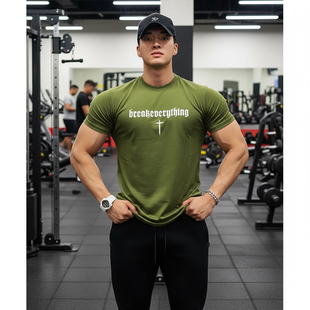 吸汗美式 男训练服运动T恤夏季 ins休闲上衣230327C 健身短袖 MCPW