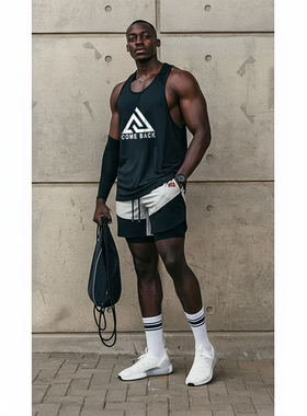 MCPW 工字健身背心男跑步速干运动无袖高弹训练T恤上衣260109A