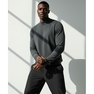 MCPW 秋冬保暖莫代尔亲肤舒适半高领黑色毛衣男羊毛衫长袖针织衫