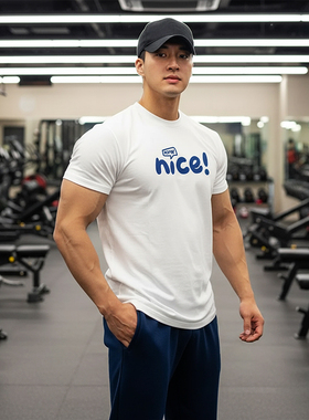 MCPW 透气T恤男圆领休闲上衣美式短袖吸汗运动健身服夏季240315G