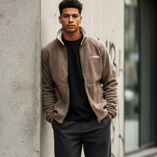 立领加绒加厚双面摇粒绒休闲运动外套 男秋冬开衫 MCPW 保暖拉链衫