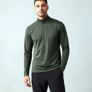 MCPW 卫衣 速干高弹秋冬男半拉链立领户外骑行服加绒保暖运动长袖