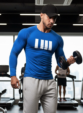 MCPW 速干美式紧身衣长袖运动打底衫秋季高弹健身t恤圆领230411Q