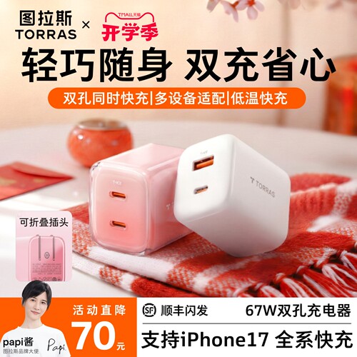 图拉斯67w小冰块充电器