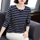上衣中老年妈妈洋气打底小衫 条纹长袖 秋衣外穿大码 2026新款 t恤女