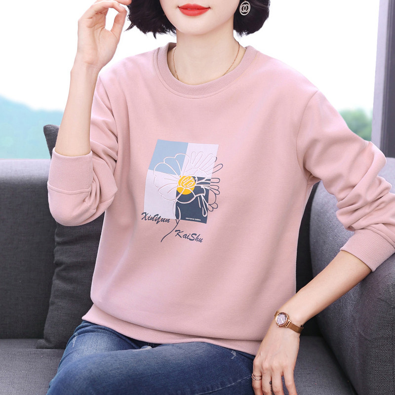妈妈休闲卫衣女宽松打底衫2026春秋装新款中老年长袖内搭上衣外穿