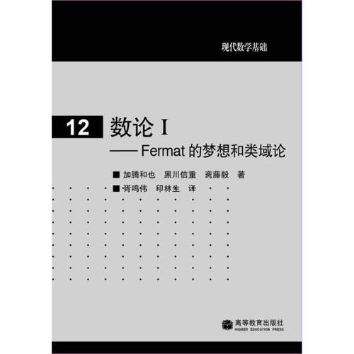正版 数论I ——Fermat的梦想和类域论 加藤和也 黑川信重 斋藤毅 高等教育出版社 9787040263602