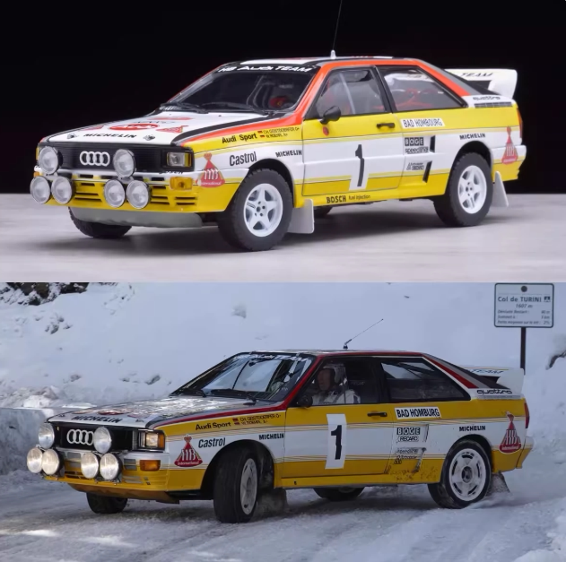 118 太阳星 奥迪 Quattro A2 WRC 1984 拉力赛车 #1 合金汽车模型