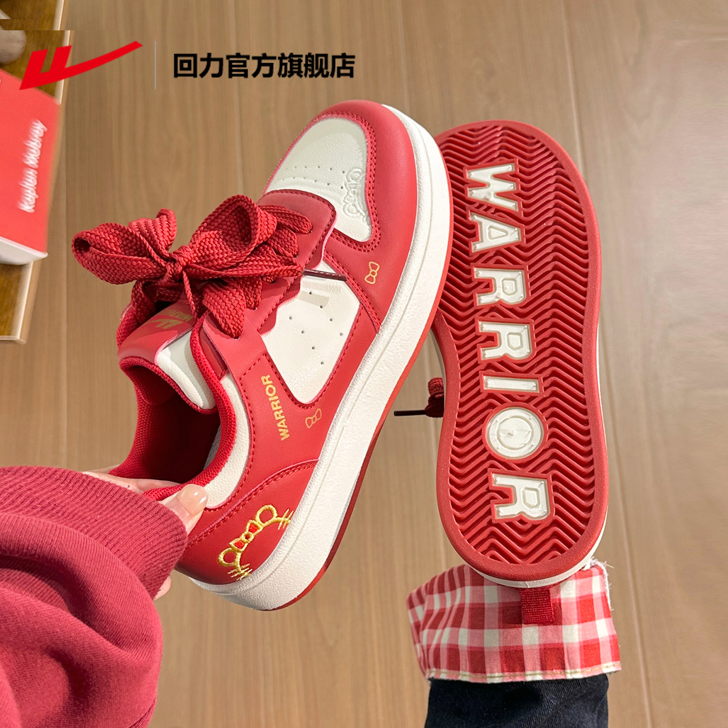 红色加绒女鞋原创kt猫板鞋女爆款