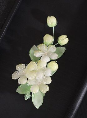 【翠黄樱】热缩花簪新中式国风盘发手工发夹发钗盘发旗袍发簪饰品