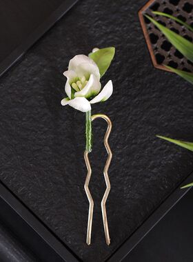 【银华】非遗手工绒花发簪汉服配饰新中式古风头饰旗袍西装别针