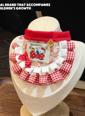 短尾巴宠物口水巾HelloKT猫咪狗狗围脖领结围兜可爱编织装饰品