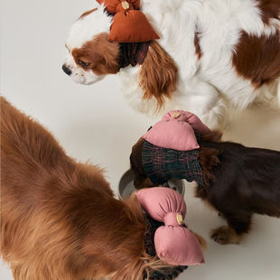 大耳朵狗狗耳套头套美卡腊肠可卡犬外出吃饭防脏露耳朵透气新中式