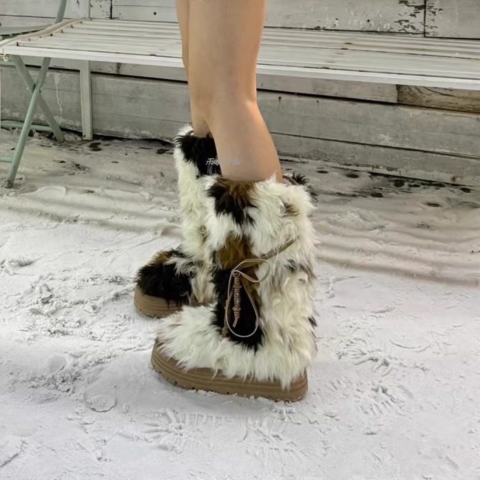 2025秋冬耗牛毛厚底雪地靴民族风卷毛加绒加厚高筒棉鞋增高毛毛靴,女鞋,时尚雪地靴,淘宝优惠券,粉丝福利购,淘宝优惠卷