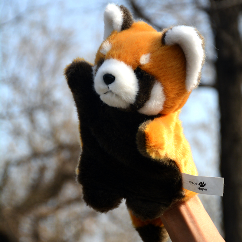 可爱小浣熊手偶毛绒玩具仿真小熊猫腹语娃娃安抚玩偶儿童生日礼物