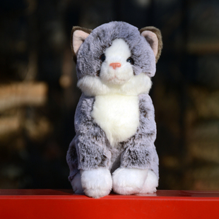 可爱仿真小猫毛绒玩具灰色猫咪玩偶狸猫公仔娃娃安抚玩具儿童礼物