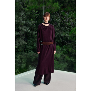 优雅纯色针织高级感套头毛衣裙秋冬季 Chicnine 毛衣连衣裙长款