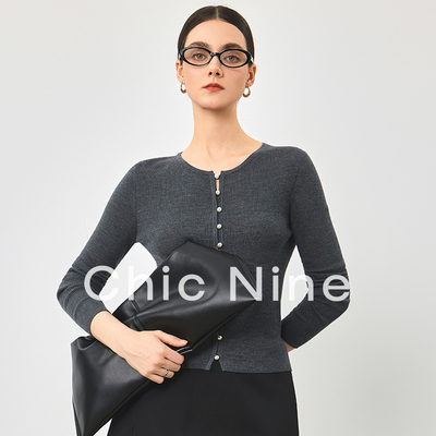 新澳2股80支羊毛双层门襟真珍珠