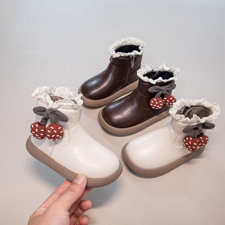女童靴子2025秋冬新款加绒皮靴儿童公主鞋女孩软底女宝宝二棉鞋子