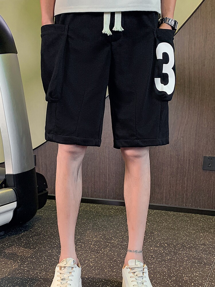 2024夏季新款针织男生短裤时尚潮流中裤大口袋男裤1003-1A37P48,男装休闲裤,星座1003-1