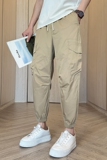 春夏新款休闲束脚口袋工装裤男纯色小脚痞帅九分裤男1003-1A86P55，男装休闲裤，星座1003-1