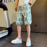 夏季新款男生字母印花短裤男士时尚工装裤1003-1A29P48，男装休闲裤，星座1003-1