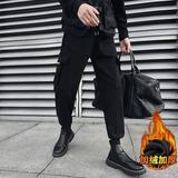 冬款新款男生工装修身休闲裤男士潮小脚束脚裤加绒1003-1A81P55，男装休闲裤，星座1003-1