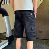 新款男生社会小伙工装裤男士短裤印花时尚修身裤子1003-1A25P48，男装休闲裤，星座1003-1