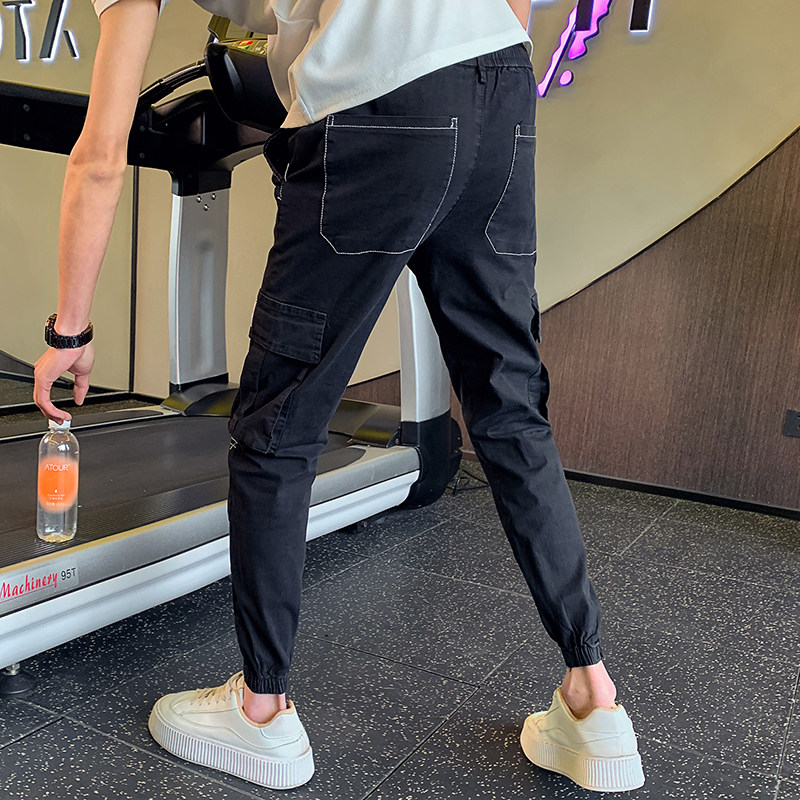 秋痞帅男生修身休闲裤男士潮流小脚长裤男裤工装1003-1A20P58，男装休闲裤，星座1003-1
