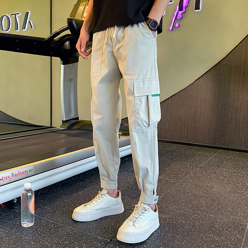 秋季新款男生潮流工装束脚裤男士修身小脚裤长裤1003-1A28P48，男装休闲裤，星座1003-1