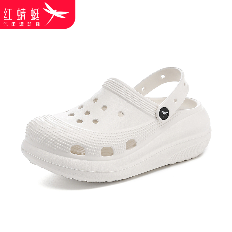 红蜻蜓洞洞鞋女款夏季厚底休闲增高两穿拖鞋外穿软底透气时尚凉鞋