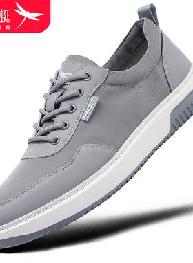 红蜻蜓男休闲鞋2025夏季灰色透气男士运动板鞋软底时尚百搭旅游鞋