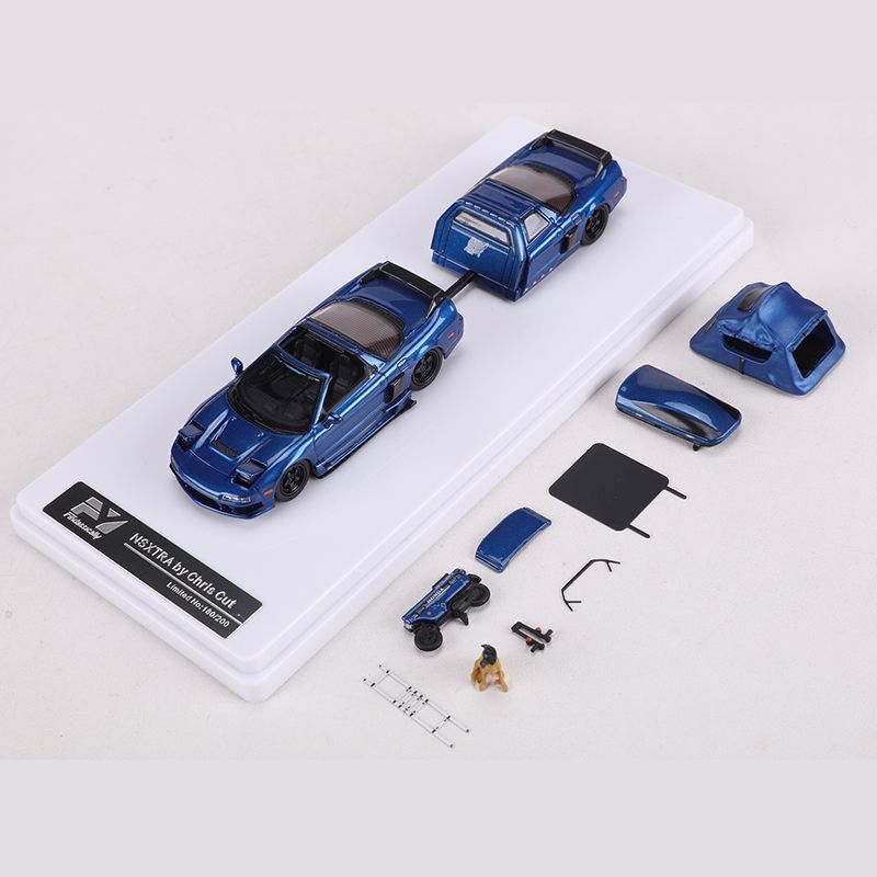 FY 1:64本田NSX TRA旅行拖车露营版仿真合金汽车模型 可翻车灯