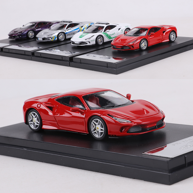 Hone Model 1/64 法拉利F8 TRIBUTO红色/警车合金仿真汽车模型