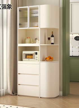 奶油圆弧门转角餐边柜2025新款角柜靠墙一体客厅厨房储物柜G339
