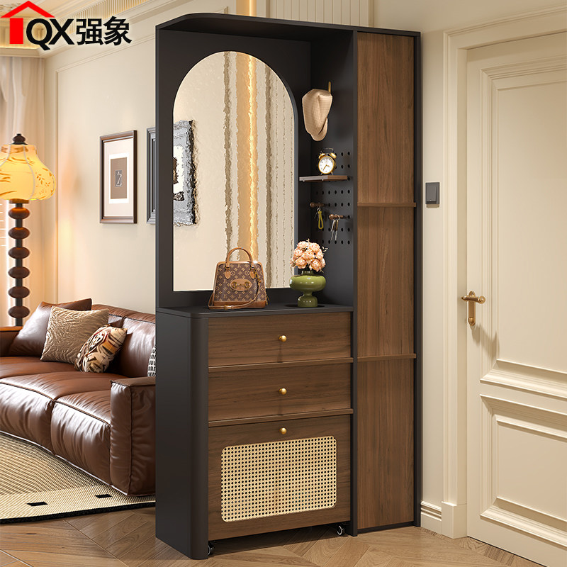 中古风玄关柜入户正对门屏风隔断柜门厅鞋柜家用门口置物架W59